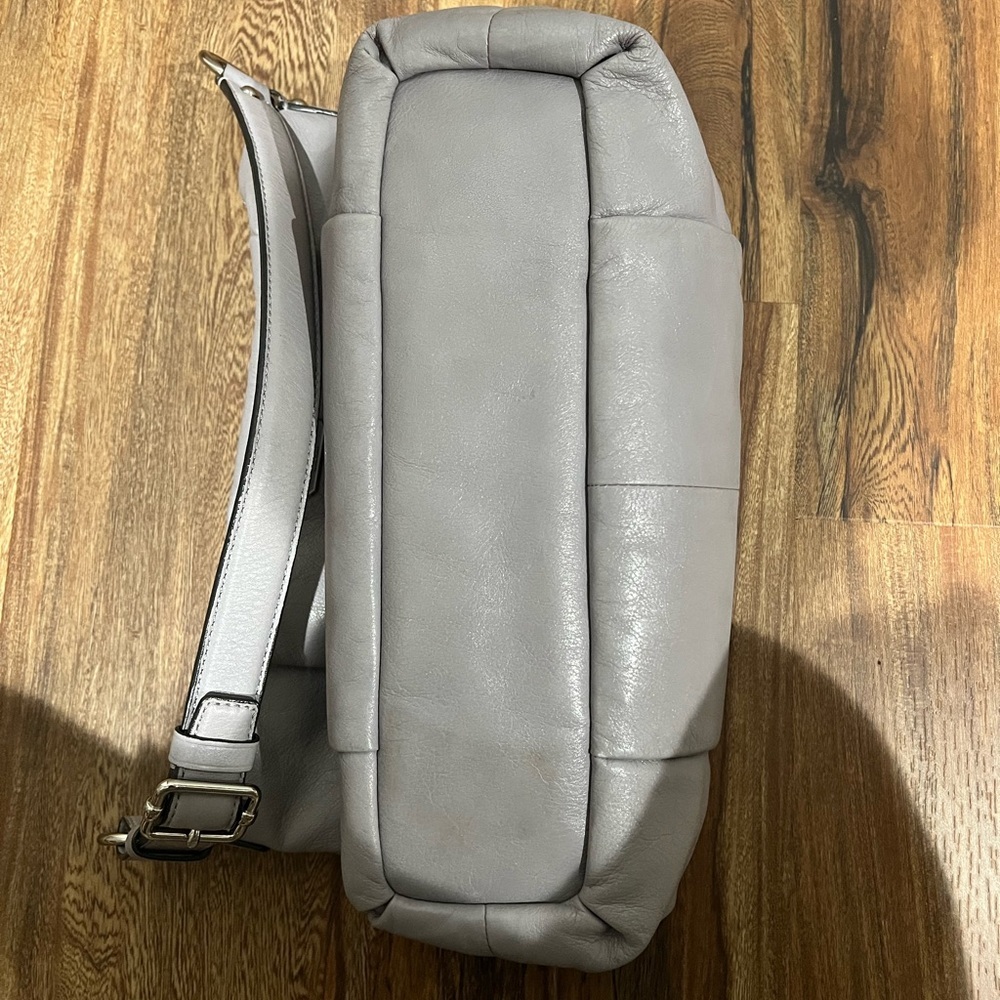 Coach Light Gray Soft Leather Shoulder Bag B1349 Lime Green Enterior Clean EUC - Picture 6 of 9